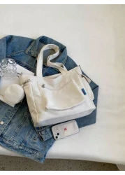 KVKY Large Capacity Unisex Tote Bag With Coin Purse 1pc New Korean Style College Style Middle School Student Schoolbag Casual Bag Crossbody Shoulder Bag Canvas Bag Slant Cross Bag Women Bag With Dime