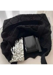 حقيبة ظهر مضلعة محبوكة بالكروشيه باللون القطعي، أسلوب للعطلات