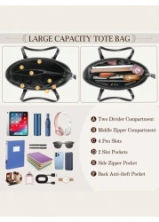 NEWHEY Tote Bags For Women Leather Shoulder Bag Large Capacity Purses And Handbags With Removable Small Pouch