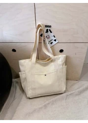 Multi Pocket Tote Bag For Women Canvas Bag With Handle Bag Large Capacity Purse Reusable Handbag Canvas Tote Bag Perfect For Daily Use And Travel Tote Bags For Students Multiple Compartments Perfect F