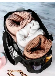 1PC Large Mesh Beach Bag Sandproof Swim Tote Bag Oversized For Family Foldable Lightweight Pool Boat Bag With Zipper And Extra Pockets For Toys Vacation Beach Cruise Essentials School Bag Large Capaci