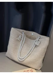 حقيبة قش خفيفة بسعة كبيرة للفتيات والنساء وطلاب الكليات والجامعات ومثالية للكلية، والرحلات، والمناسبات، وحق