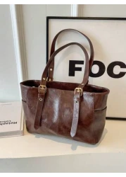 Minimal Style Large Capacity Underarm Tote Bag For Commuting