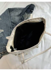 Women s Y2K Pearl Bow Decor Tote Bag Cute Millennium Style Shoulder Bag For Commute And Shopping