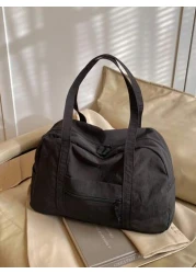 Large Capacity Nylon Shoulder Bag Solid Color Women s Casual Travel Handbag Tote Bags For Students Multiple Compartments Perfect For Beach School Work Daily Use