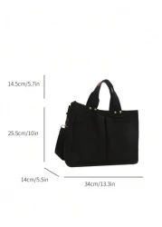 1 Stylish High Capacity Portable Shoulder Bag Simple Canvas Multi Pocket Diagonal Backpack Suitable For School Travel Tote Bag Tote Bags For School Tote Bags For Students Multiple Compartments Perfect