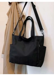 New Fashion Nylon Plain Color Women Shoulder Bag Large Capacity Multi Pocket Suitable For Travel Commute Camping School Versatile And Adjustable One Shoulder Cross Body