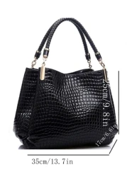 حقيبة كتف مبطنة وأنيقة عصرية، مزخرفة بطبعة التمساح المعلب ، هدية عيد الأم مناسبة للمراهقات والنساء والطالبات