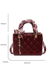The New Fashion Classic Pu Waterproof Fabric Was Quilted And Embroidered With Diamond Shape Design With Small Fragrance And Ladies Style Metal Pattern Decoration Design And The Double Handle Portable