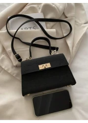 Mini Twist Lock Flap Square Bag Solid Color Mini Handbag Retro Simple Crossbody Bag Women s Luxury Top Handle Flap Purse