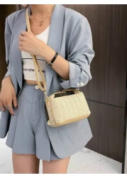 Mini Minimalist Straw Bag New Woven Straw Handbag Fashionable Women s Bag Versatile Shoulder Crossbody Bag Gift Summer Beach For Girls Ladies Students Summer Essentials Perfect For Vacation Holiday