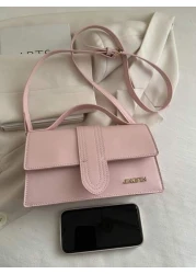 Premium Sense Pu Flap Solid Colour Handbag Square Bag Simple Commuter Crossbody Bag Small Capacity Texture Three Dimensional Handbag Suitable For Shopping Purse Students Young Women Office Women Perfe