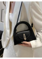 1 Pc Minimalist Retro Mini Handbag Square Bag Hardware Lock Buckle Decoration Flap Opening Shoulder Strap Adjustable Lightweight Crossbody Bag Suitable For Women s Daily Casual Use