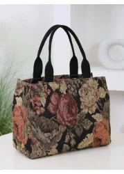 New Arrival Thickened Knitted Jacquard Fabric Handbag Tote Bag Work Shopping Carryall Mother s Outdoor Organizer Cloth Bag Women Handbag