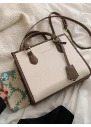 BELLEBORG Old Moeny Lightweight Business Casual Letter Detail Contrast Binding Square Bag For Women Rookies White Collar Workers For Teen Girls Women College Students Rookies White Collar Workers Perf