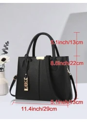 Minimalist Solid Color Women Handbag Elegant Ladies Dual Handle Shoulder Tote Bag Fashion Female Work Bag Crossbody Commuter Bag Pendant Decor Classic Top Handle Shoulder Bag Mother s Day Gift Suitabl