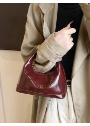 Retro Waxed Leather Burgundy Red Handbag Niche Design And Good Looking Crossbody Bag High End Texture Classic And Elegant Shoulder Bag Versatile For Daily Use Suitable For Daily Matching Photo Shoots