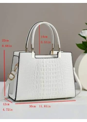 New Crocodile Print Fashionable Elegant Ladies Tote Bag With Casual Style Large Capacity And Detachable Shoulder Strap Best Mothers Day Gift Ideas Mother Day Gifts Mom Gifts Mommy s Essentials Mommy B