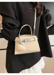 High End Crocodile Pattern Ladies Handbag High End Simple Letter Decoration Adjustable Shoulder Strap Messenger Bag Fashionable Strap Hardware Decoration Shoulder Commuter Bag Magnetic Buckle Opening