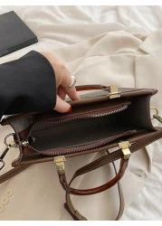 BELLEBORG Old Moeny Lightweight Business Casual Litchi Embossed Letter Detail Square Bag For Women Rookies White Collar Workers For Teen Girls Women College Students Rookies White Collar Workers Perfe