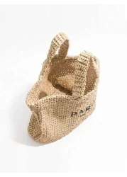 Tropiscape حقيبة قش تروبيكية عصرية سعة كبيرة ، حقيبة يد نسائية مصممة بحرف من القش المصنوع يدويًا ، حقيبة شاطئ كبيرة