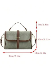 Corduroy Flap Good Quality With PU Leather Handbag Women s Bag Adjustable Crossbody Bag