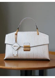 2025 New Vintage Blue Snakeskin Pattern Elegant Handbag Fashionable Luxury High End Handbag For Women Lightweight Large Capacity Shoulder Crossbody Bag