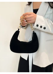 حقيبة مقبض معدنية سلسلة ذات نمط صلب أنيق، حقيبة كلاتش كاجوال متعددة الوظائف بتصميم مطفي رجعي للنساء