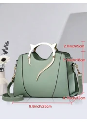 Lightweight Business Casual Simple Zipper Shoulder Bag Solid Color Shoulder Bag For Women Large Capacity Simple Design With Hardware Decoration Fashionable For Students Shopping Suitable For Teen Fema