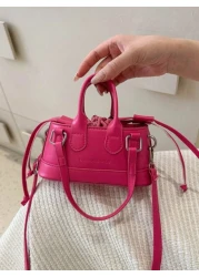 حقيبة يد / كتف صغيرة بلون سادة وبنقشة جلد التمساح مناسبة لحمل احمر الشفاه والمستحضرات التجميلية وغيرها