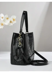 Bucket Bag With High End Embossed Design Large Capacity Women Handbag With Three Layer Pockets Simple Crossbody Bag Stylish Versatile Mini Bag Business Casual Women Bag Perfect For Office Business And