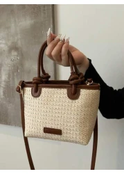 2025 Women s Woven One Shoulder Crossbody Bag Large Capacity Vacation Tote Beach Handbag For Commute