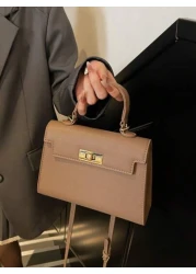 حقيبة يد نسائية جلد PU جديدة الموضة، سعة كبيرة، منسجمة الشكل الأنيق الراقي، حزام كتف قابل للتعديل، لون بيج