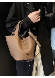 1 Piece Women s New Retro Casual Versatile Solid Color Bucket Handbag Model In Autumn And Winter Suitable For Commuting Daily Dating And Work Women s Fashionable Handbag Can Be Cross Body