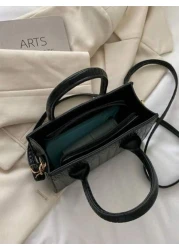 Lightweight Business Casual Crocodile Embossed Square Bag For Teen Girls Women College Students Rookies White Collar Workers Perfect For Office College Work Business Commute Outdoors Travel Outings