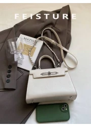 قطعة واحدة من شارة يدوية معدنية من مواد PU عصريّة، حقيبة مربعة صغيرة مزودة بإغلاق مغناطيسي مناسبة للبنات والسي