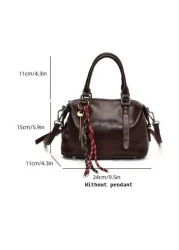 الحقيبة اليدوية الجلدية الحديثة مناسبة للتنقل اليومي والعمل، ذات طراز أكاديمي بلون أحمر ، بسيطة وأنيقة