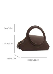 حقيبة يد دائرية عصرية بلون صلب ، حقيبة كتف على شكل حقيبة تصميم بسيط، حقيبة تسوق للسيدات