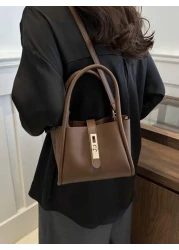 حقيبة يد جديدة متعددة الاستخدامات من جلد PU بلون سادة للأم جديدة في الأزياء ، مع محفظة عملة صغيرة وحزام حمل عبر