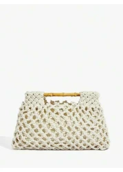 SHEIN SXY حقيبة يد نسائية محبوكة، حقيبة شاطئية، مثالية للصيف والإجازات والاستخدام اليومي