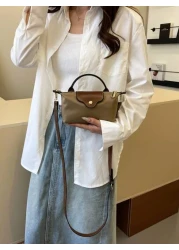 1pc Women Casual Tote Bag Solid Color Shoulder Bag Boston Style Crossbody Handbag