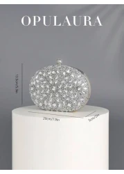 OpulAura Luxury Women s Sparkling Crystal Embellished Mini Box Clutch Bag Glamorous Rhinestone Evening Handbag Suitable For Formal Events Party Wedding With Detachable Chain Tready Party Bags Perfect