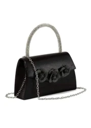 1 قطعة حقيبة يد مسائية مرصعة بالأحجار الكريمة على المقبض للإمساك المريح، تحتوي على الضروريات مثل الهاتف والأح