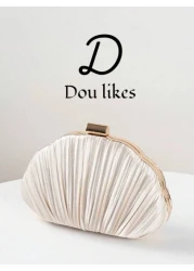 New Luxury Party Clutch Bag Shell Shaped Design Wrinkle Style Evening Bag Lady Handbag For Ceremony