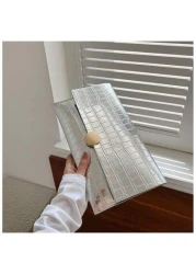 Crocodile Pattern PU Women s Clutch Bag Envelope Style Wallet With Metal Ring Buckle Unique Evening Bag Suitable For Parties Dances Weddings Formal Events