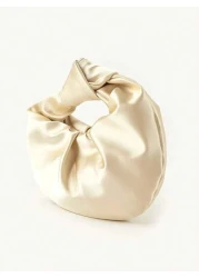 حقيبة كلاتش ذات تصميم بسيط وأنيق من قماش التفتة المبطن المركّب والملتوي، لحفلات سهرة، حفلات التخرج والمناسبا