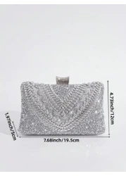 Rhinestone Embellished Evening Clutch Handbag Women s Shoulder Crossbody Chain Bag Square Mini Party Purse Glamorous Rhinestone Bag