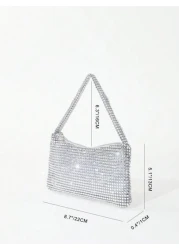 Silver Sparkly Faux Rhinestone Plastic Clutch Bag With Zipper Perfect For Parties Gatherings And Wedding Ceremonies Glamorous Rhinestone Bag
