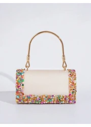 European American Style Elegant Party Clutch Bag With Rhinestone Decor Perfect For Formal Events Banquets Balls Weddings Fashion Versatile Women Handbag