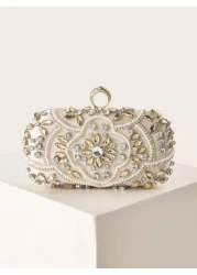 Glitter Handbag Glamorous Glitter Bling Sequin Luxury Shiny Gorgeous Rhinestone Decor Evening Box Clutch Bag Evening Bag Dinner Bag Faux Pearl Rhinestone For Party Girl Woman Bride Perfect For Party W